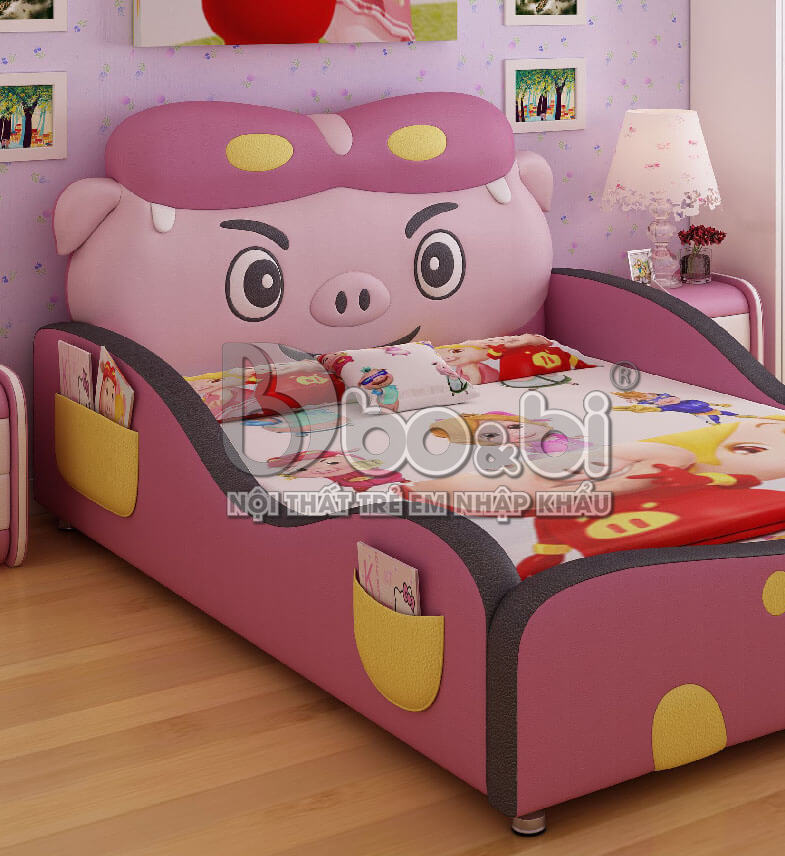 Giường ngủ trẻ em bọc da cute pig BB BABY22-2